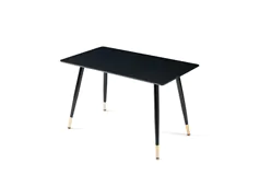 Dining Table, Black MDF Top with Metal Legs, Seats 4 - Click for more details