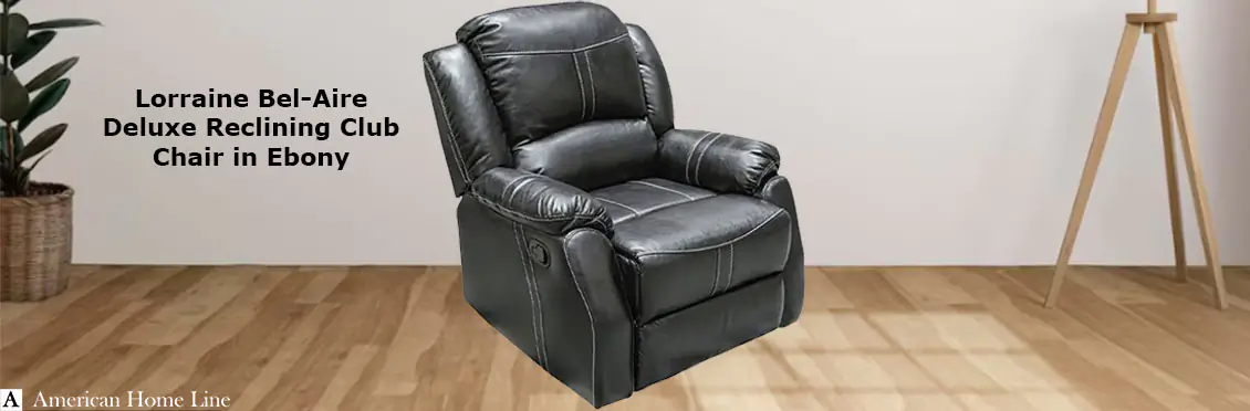 Lorraine Bel-Aire Deluxe Reclining Club Chair in Ebony