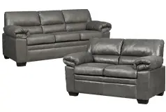 Jamieson Sofa Set Collection in Pewter, Includes: Sofa &amp; Loveseat - Click for more details