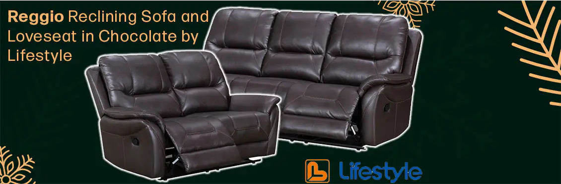 Reggio Reclining Sofa and Loveseat in Chocolate by Lifestyle  - Click for more details