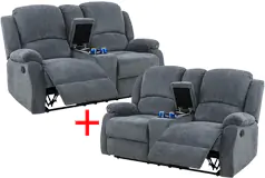 Crawford Recliner Loveseat in Gray - Bundle of 2  - Click for more details