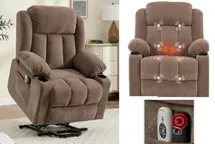 Massage Recliner with Heat & Power Lift – Oversized Velvet Chair, USB  - Click for more details