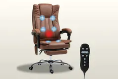 Executive 6-Point Massage Office Chair with Heat, Footrest & Recline - Click for more details