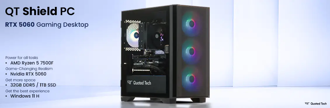 QT Shield RTX 5060 Gaming Desktop Tower (R5 7500F/32GB/1TB/Win 11H)  - Click for more details