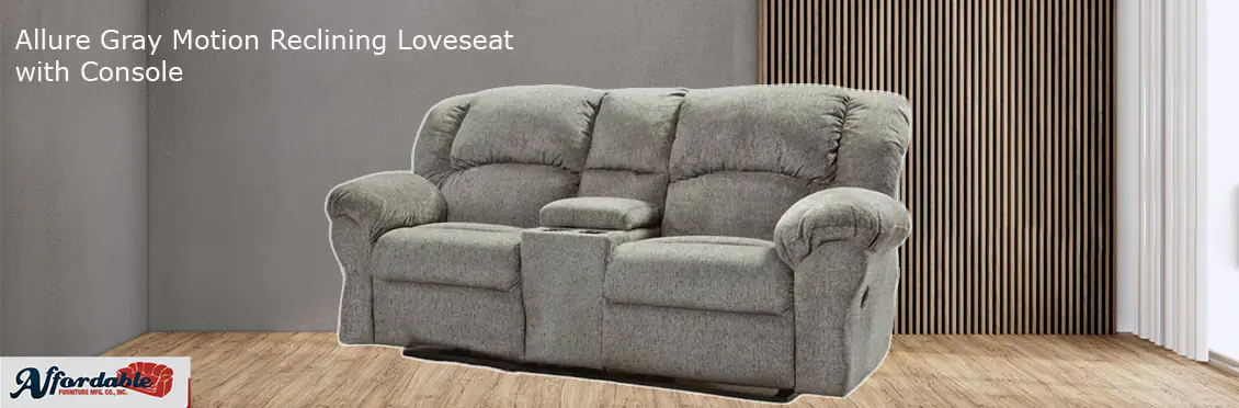 Allure Gray Motion Reclining Loveseat with Console  - Click for more details
