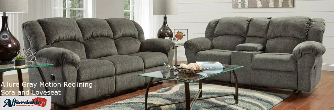 Allure Gray Motion Reclining Sofa and Loveseat  - Click for more details