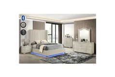 Kamyshin 4-Piece Queen Size Bed in Cream Premium Corduroy - Click for more details