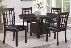 Stylish 5-Piece Dining Set, Extension Leaf, Cushioned Chairs, Espresso - Click for more details