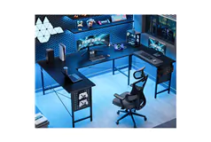 71'' U-Shaped Corner Computer Desk w/ Power - Click for more details