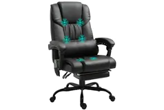 Massage Office Chair w/ 6 Vibrating Points, Footrest and Remote, Black - Click for more details
