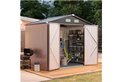 8x6FT Galvanized Steel Outdoor Storage Shed with Doors - Click for more details