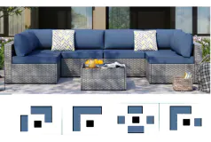 7 Pcs Outdoor Conversation Set, Weather, UV & Fade Resistant All-Seaso - Click for more details
