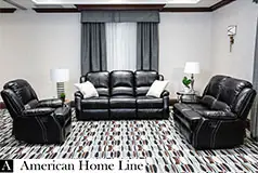 Lorraine Bel-Aire Deluxe Reclining Set in Ebony Includes: Sofa, Loveseat, Chair  - Click for more details