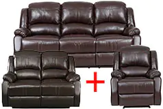 Lorraine Recliner Living Room Set Includes: Sofa, Loveseat & Chair Mocha Bonded Leather  - Click for more details