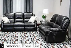 Lorraine Bel-Aire Deluxe  Reclining Living Room Set in Ebony  Includes: Sofa & Loveseat  - Click for more details