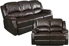Lorraine Recliner Living Room Set Sofa, Loveseat Mocha Bonded Leather  - Click for more details