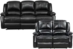Lorraine Recliner Living Room Set Sofa, Loveseat  Ebony Bonded Leather  - Click for more details