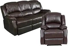 Lorraine Recliner Living Room Set Sofa, Chair Mocha Bonded Leather   - Click for more details