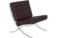 R&#233;plique de la chaise Mies van der Rohe Barcelona en cuir brun fonc&#233; - Cliquez pour plus de détails