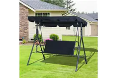 3 Seater Swing Chair Patio Hammock Porch Glider Patio w/ Canopy Black - Cliquez pour plus de détails