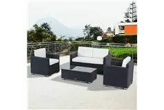 4pcs Rattan Wicker Sofa Set Garden Patio Furniture w/ Cushion - Cliquez pour plus de détails