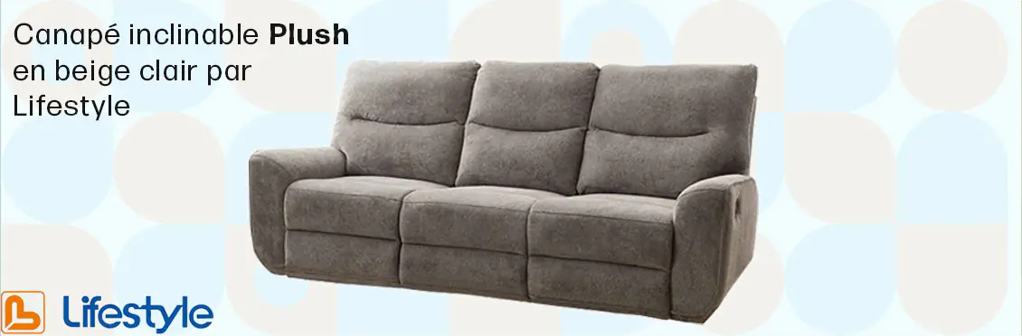 Plush Reclining Sofa in Oatmeal by Lifestyle