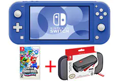 Nintendo Switch Lite Blue & Travel Case/Super Mario Game