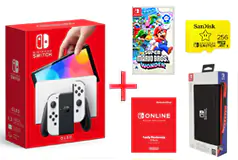 Nintendo Switch OLED White with Case/256GB SD Card/Game Bundle