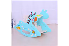 Fauteuil à bascule convertible pour enfants, motif cerf turquoise