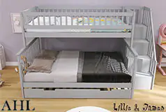 Lillie and James Triple Sleeper Bunk Bed with Trundle & Storage Stairs
