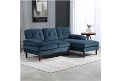 Canap&#233; sectionnel 3 places capitonn&#233; - Bleu marine - Cliquez pour plus de détails