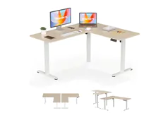 Bureau &#233;lectrique assis-debout en L IMGadgets 63&#39; x 55&#39; (Walnut) - Cliquez pour plus de détails