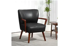 Fauteuil d&#39;appoint moderne Calmiro &#224; pieds en bois - Noir
