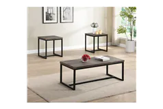 Ensemble de 3 tables basses avec plateaux en bois naturel - Cliquez pour plus de détails