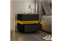 Table de chevet moderne avec &#233;clairage LED - Noire - Cliquez pour plus de détails