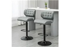 Lot de 2 tabourets de bar pivotants et r&#233;glables en similicuir gris - Cliquez pour plus de détails