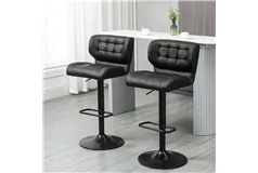 Lot de 2 tabourets de bar pivotants et r&#233;glables en similicuir noir