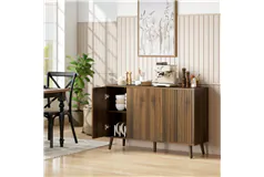 Buffet de rangement moderne &#224; cannelures - Marron