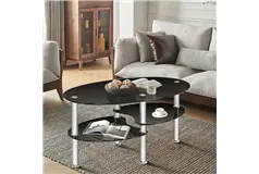 Table basse ovale en verre - Noire - Cliquez pour plus de détails