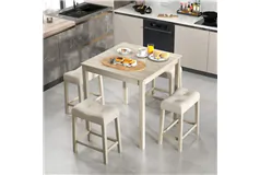 Ensemble table et chaises de bar carrées 5 pièces - Gris - Cliquez pour plus de détails