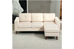 Canapé d'angle moderne en forme de L - Blanc crème - Cliquez pour plus de détails