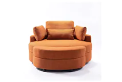 Fauteuil Barrel 51.2' Ottoman Rangement 4 Coussins Orange