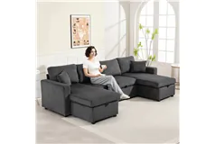 Canapé-Lit Convertible CozyFlex en U avec Rangement - Cliquez pour plus de détails