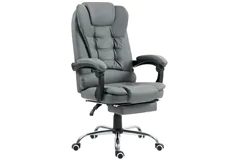 Fauteuil de bureau à dossier haut en cuir PU avec repose-pieds et acco - Cliquez pour plus de détails