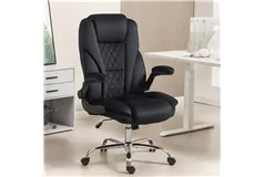 Fauteuil de bureau exécutif en tissu losanges - Noir - Cliquez pour plus de détails