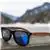 Mens and women bamboo wood sunglasses blue mirrored polarized lenses