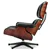 Nicer Furniture ®Lounge Chair and Ottoman Black Leather, Rosewood Wood