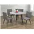 Round Faux Marble 5 Piece Dining Set With Tufted Grey Air Suede Chairs
