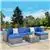 Knights 7 Piece Rattan Sectional Seating Group with Cushions Royal Blu