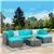 Knights 7 Piece Rattan Sectional Seating Group with Cushions Blue
